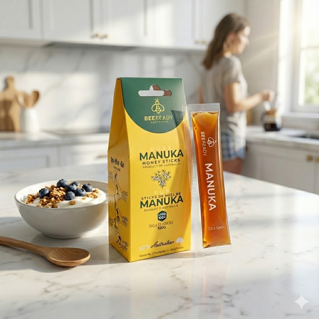 10 Days Supply – MGO 100+ Premium Australian Manuka Honey Sticks (12g x 10 Sticks)